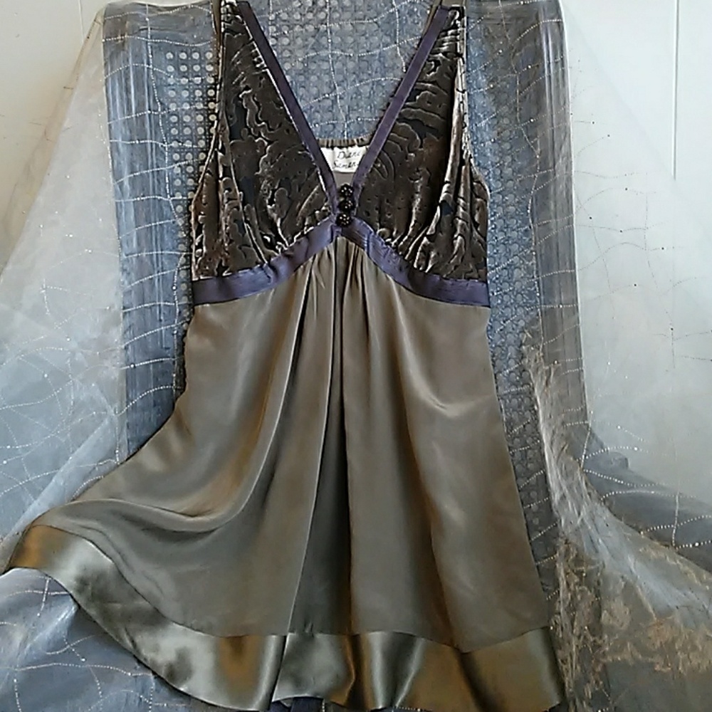 Diane Samandi silk & cut velvet camisole size S